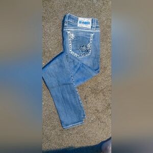 L.A. Idol Blue Embellished Straight Leg Jeans Size 9 Like New